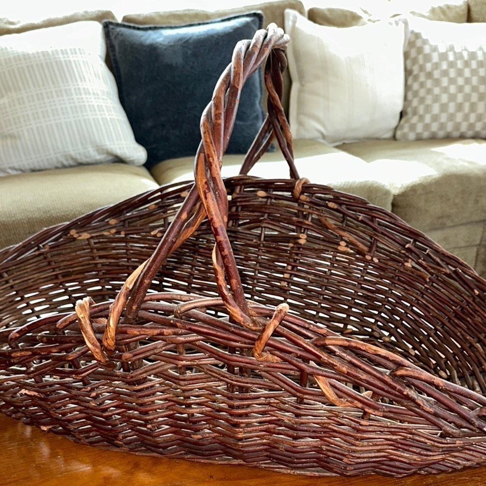 Large Handmade Brown Wicker 30” log Basket - Picture 11 of 16